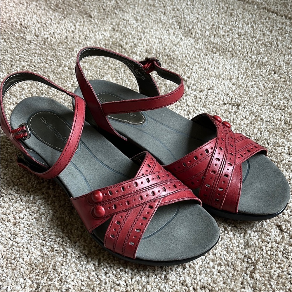 Hush Puppies Red Sandals with Crisscross Straps